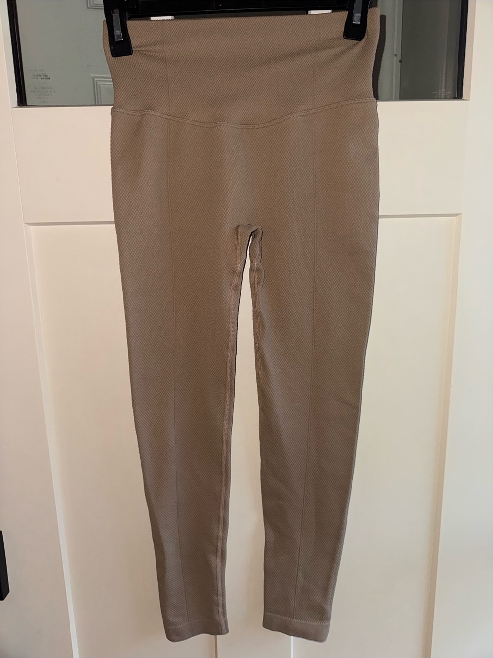 High-Waist Textured Tan Leggings — Neutral Tan